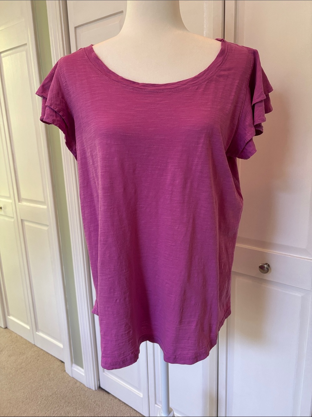 Jane and Delancey Magenta Layered Ruffle Sleeve Tee